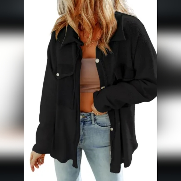 New contrast pocket relaxed shacket - Picture 10 of 12